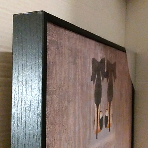 L@@K! NWD Large 16"x20" Wood Canvas~Book Stack Heels Pink Framed Giclee Art - Picture 5 of 13